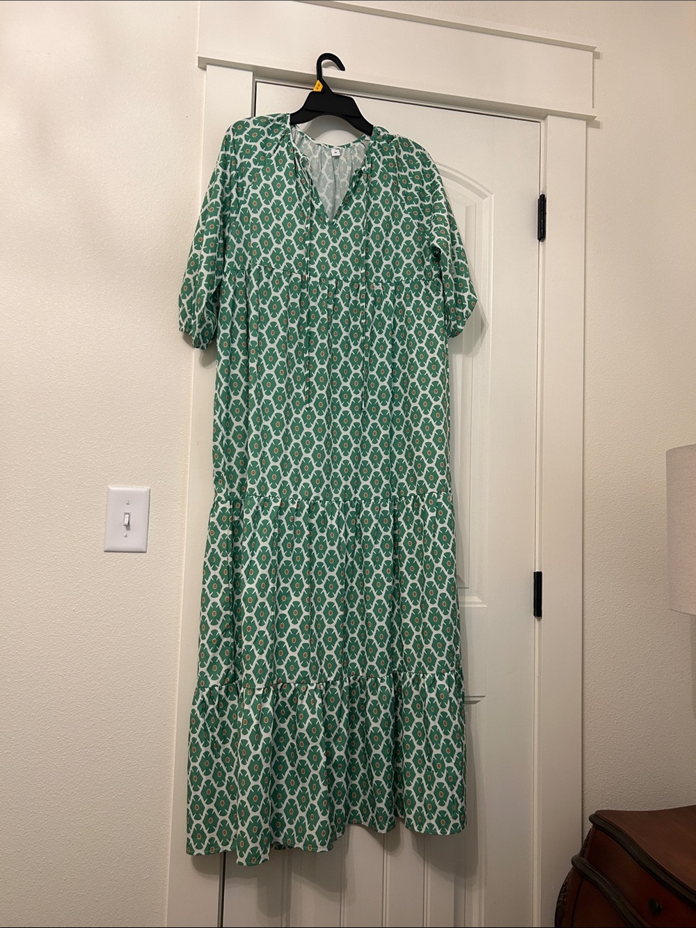 Green Patterned Women's Maxi Dress